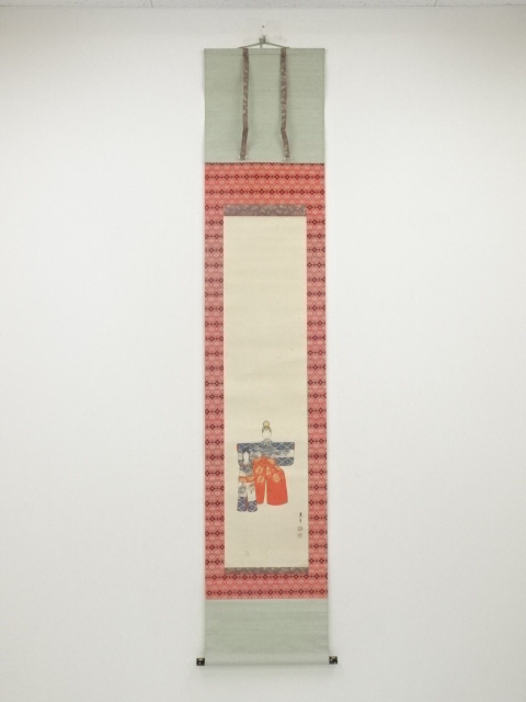 JAPANESE HANGING SCROLL / HAND PAINTED / HINA DOLL